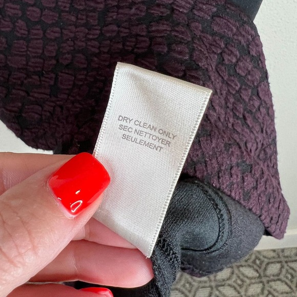 Rebecca Taylor‎ Dress 6 Women Textured Sheath Short Sleeve Black Purple - Picture 8 of 11